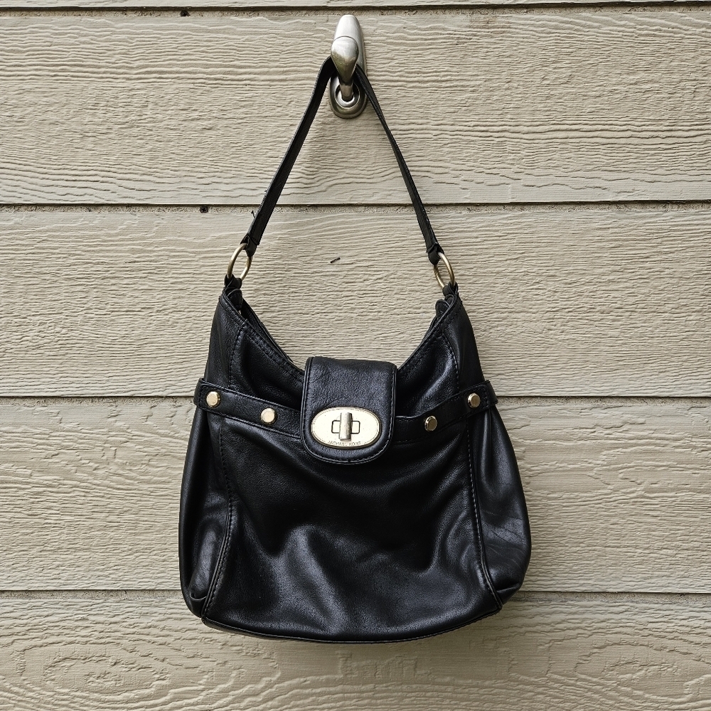 Michael Kors black leather hobo bag